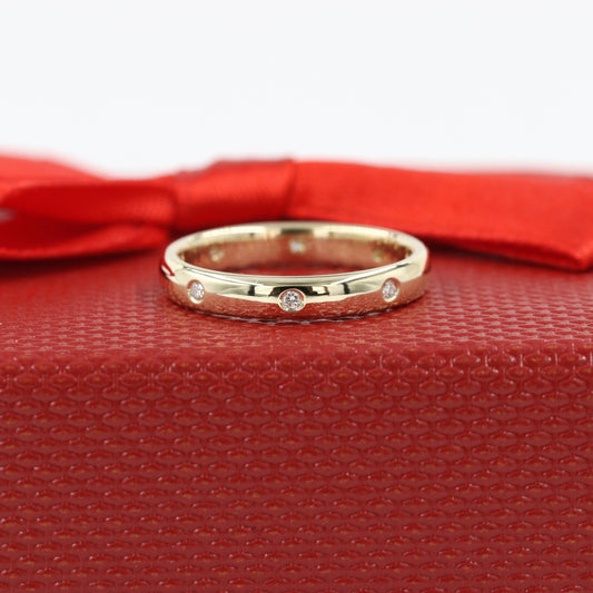 Handmade 14K Gold  Natural Diamond Wedding Band: Comfort Fit Eternity 3mm Ring- Anniversary gift