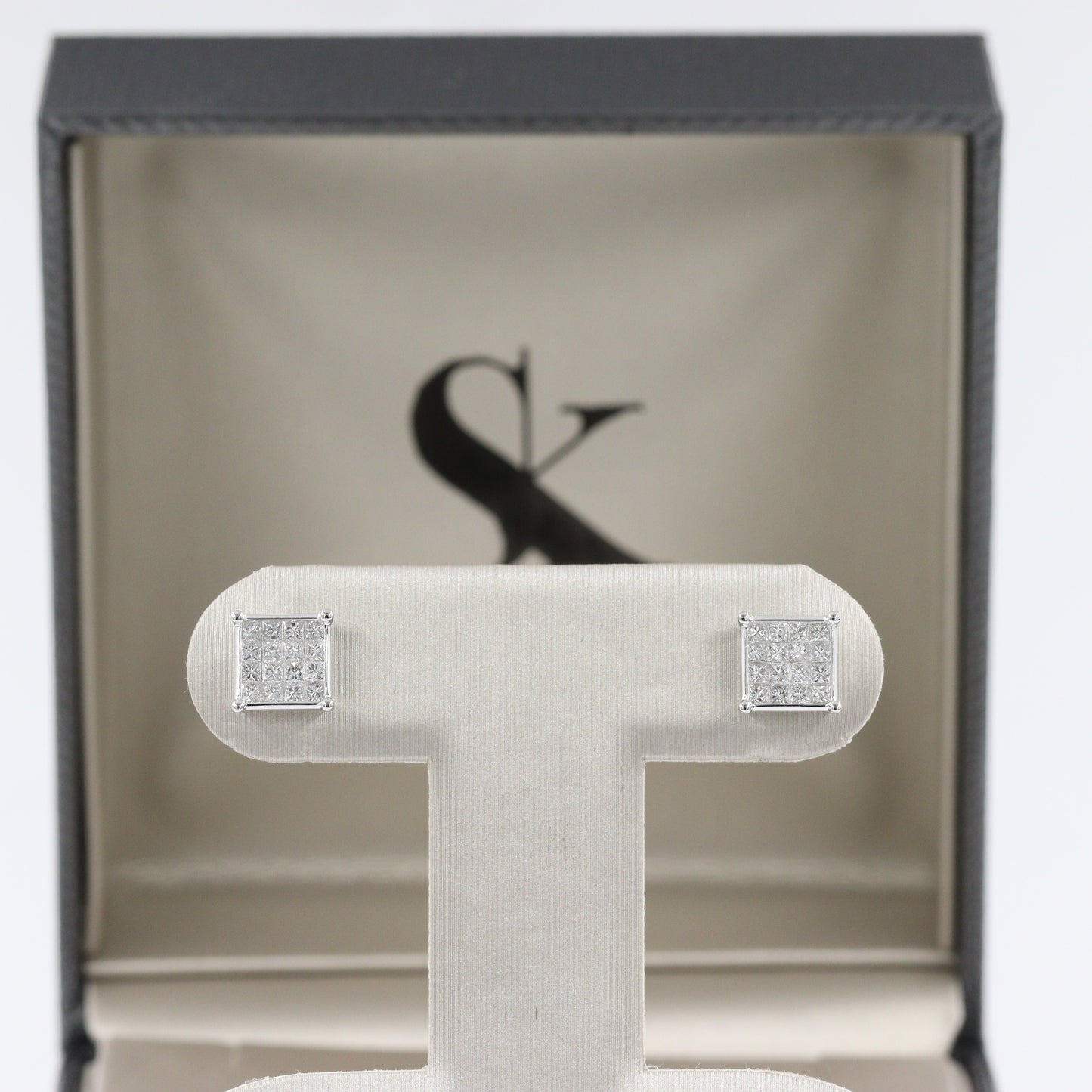 Princess Cut Diamond Invisible Set Earring /Natural Diamond Stud Earring /Princess Cut Invisible Set Men's Women's Earring/Anniversary gift