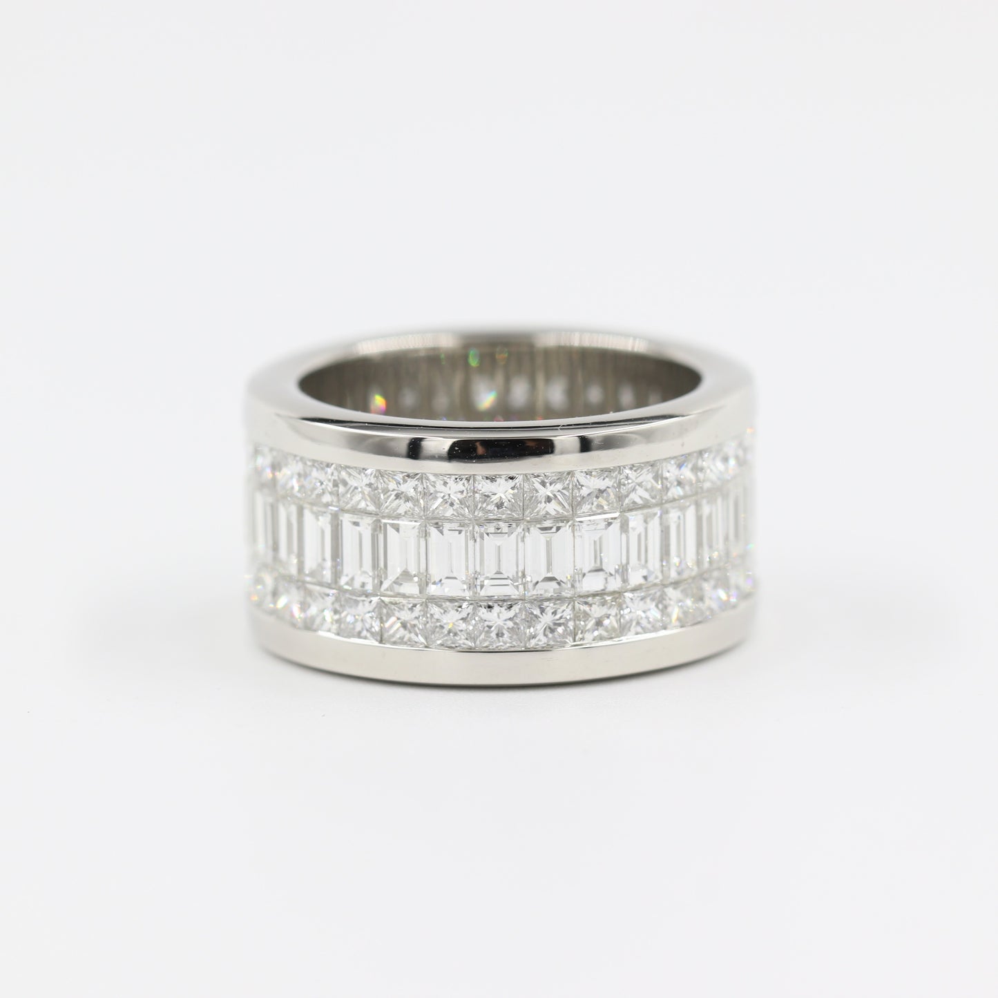 Invisible Set Full Diamond Eternity Ring/Natural Diamond Anniversary Band/Three Row Natural Diamond Men & Woman Ring/Anniversary Gift