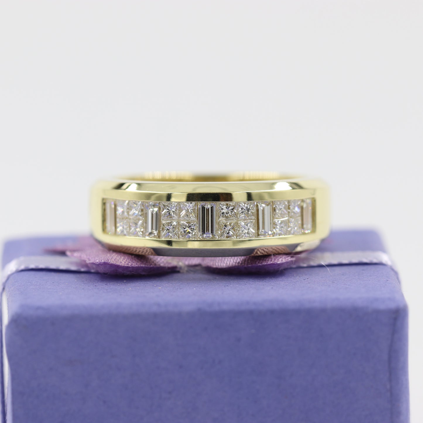 Invisible Set Half 1.4ct Diamond Eternity Ring /Brilliant and Princess Cut Diamond Anniversary Ring /18K gold wedding Ring