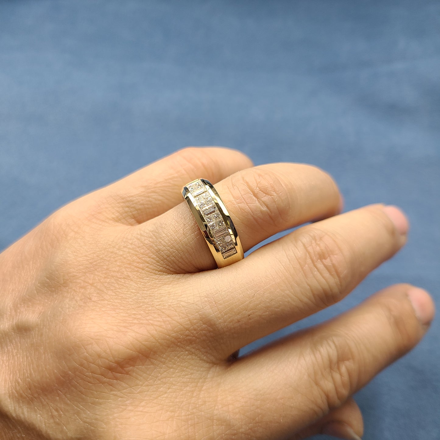 Invisible Set Half 1.4ct Diamond Eternity Ring /Brilliant and Princess Cut Diamond Anniversary Ring /18K gold wedding Ring