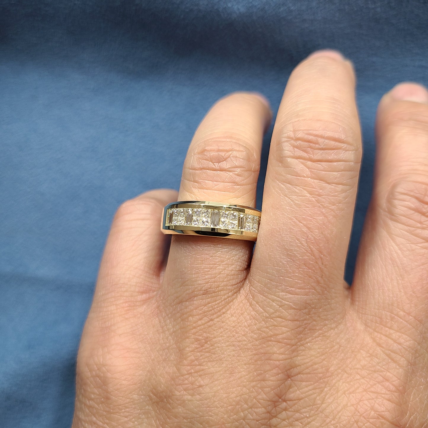 Invisible Set Half 1.4ct Diamond Eternity Ring /Brilliant and Princess Cut Diamond Anniversary Ring /18K gold wedding Ring