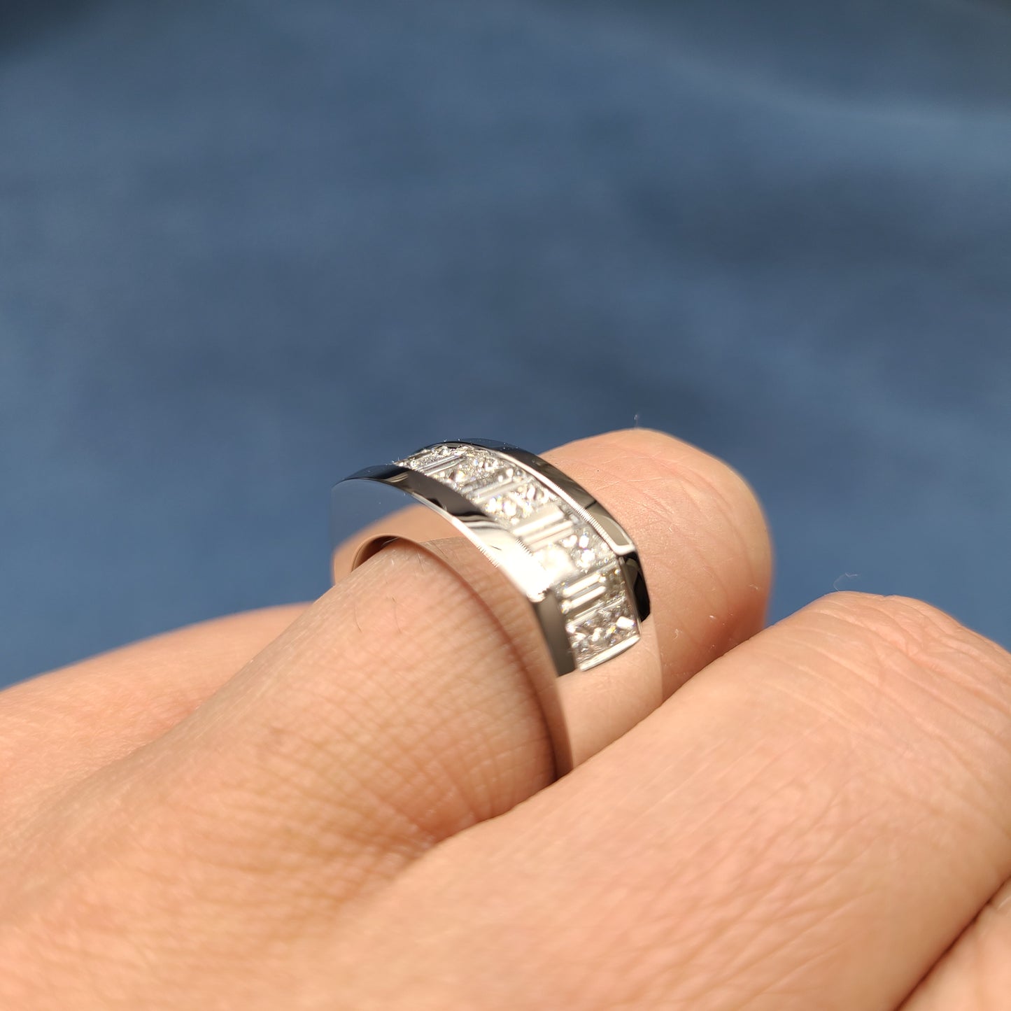 Invisible Set Half 2ct Diamond Engagement Ring/Men's Ring/Brilliant & Princess Cut Diamond Anniversary Ring/Gift Diamond Men's Ring