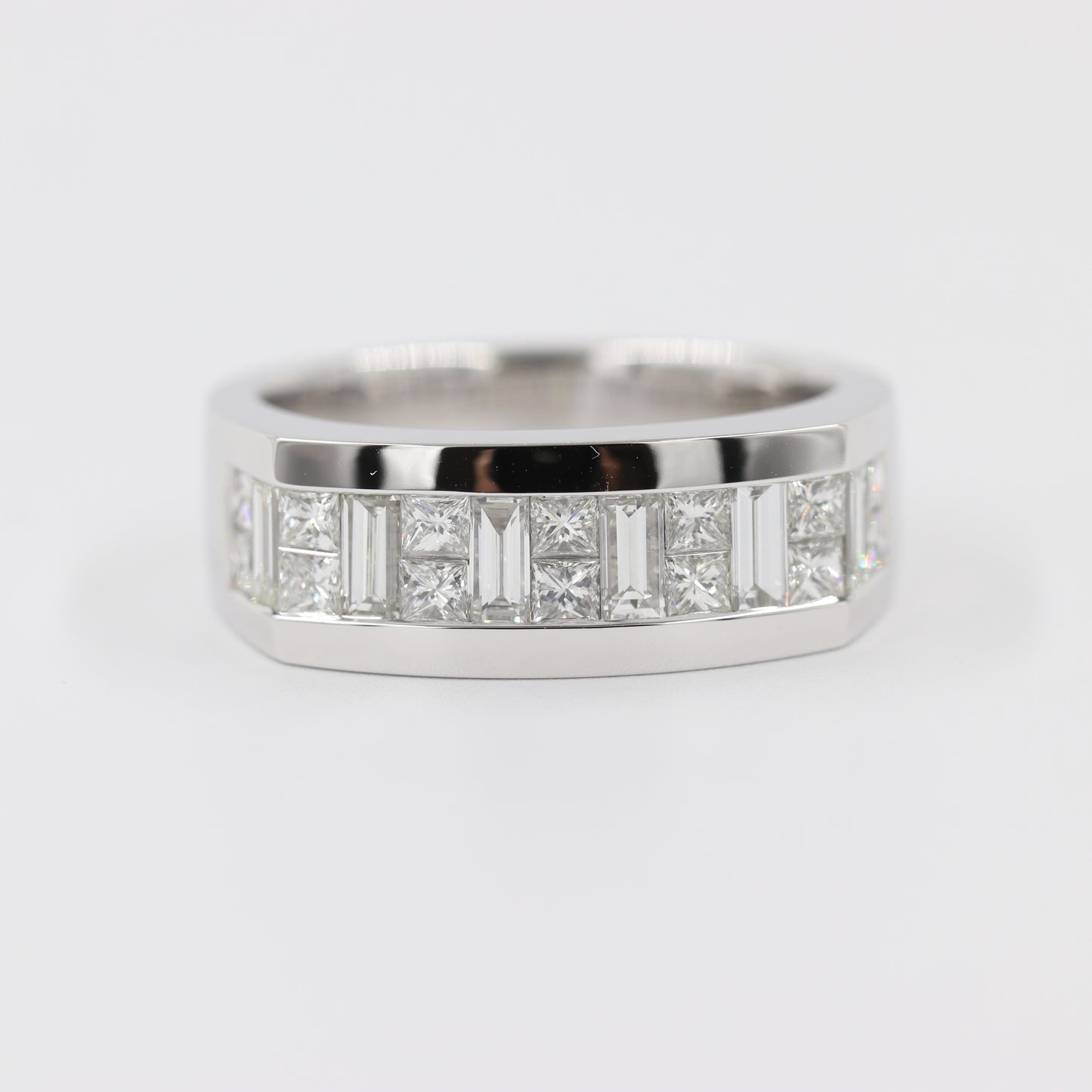 Invisible Set Half 2ct Diamond Engagement Ring/Men's Ring/Brilliant & Princess Cut Diamond Anniversary Ring/Gift Diamond Men's Ring