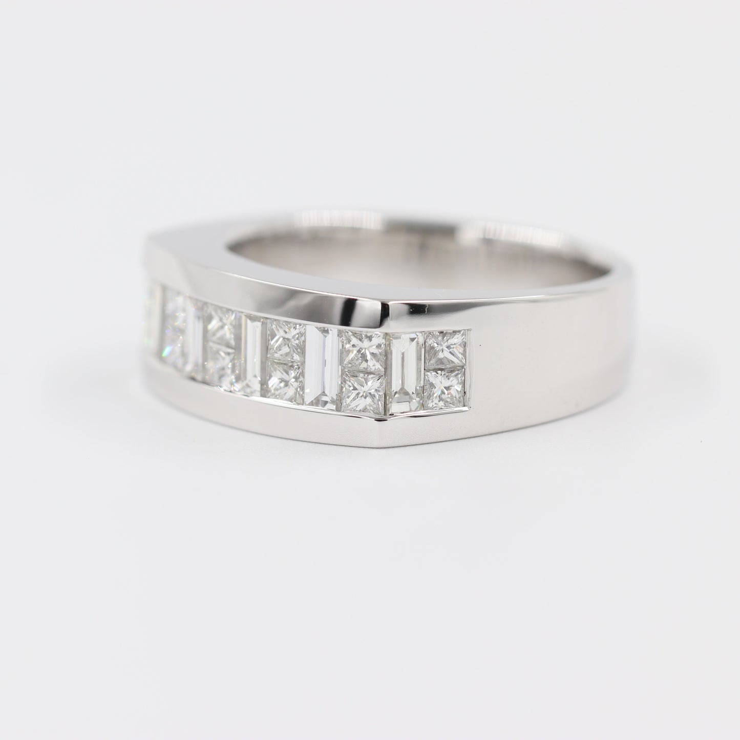 Invisible Set Half 2ct Diamond Engagement Ring/Men's Ring/Brilliant & Princess Cut Diamond Anniversary Ring/Gift Diamond Men's Ring