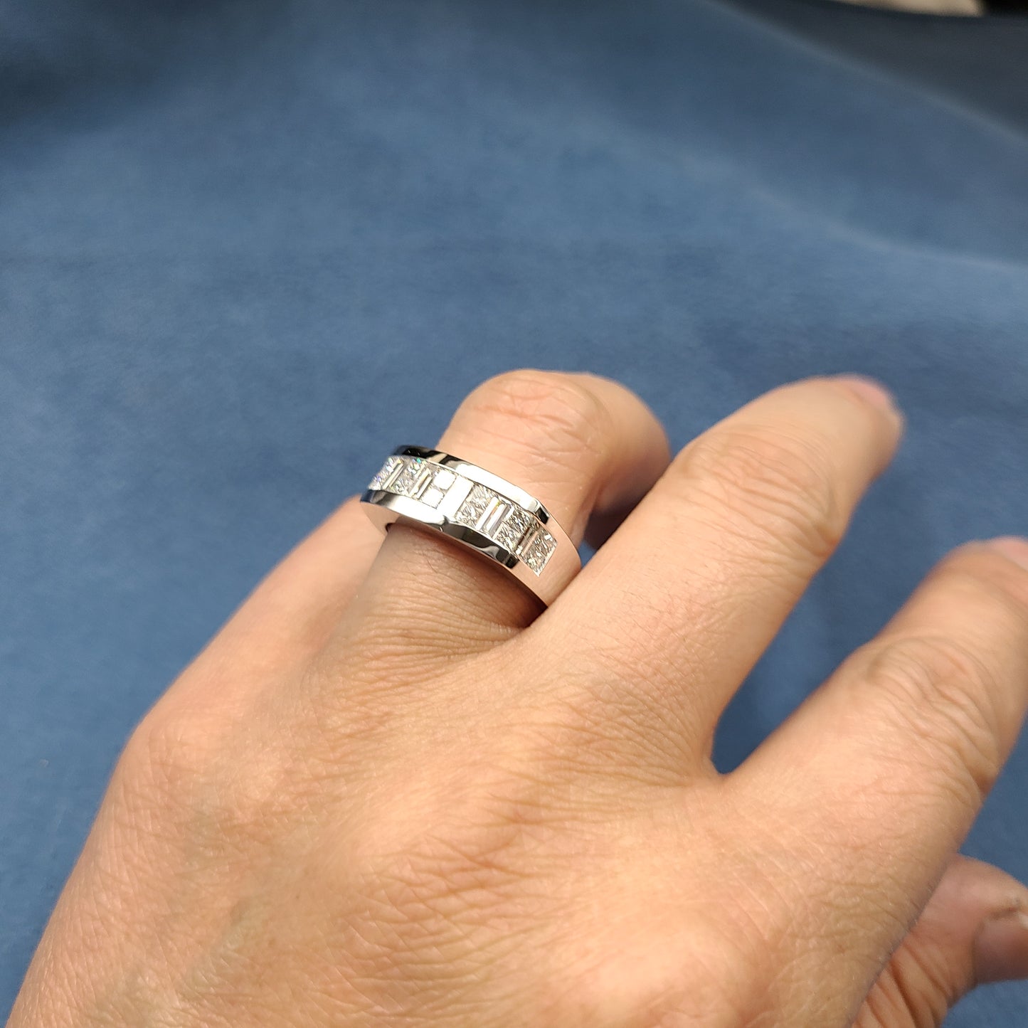 Invisible Set Half 2ct Diamond Engagement Ring/Men's Ring/Brilliant & Princess Cut Diamond Anniversary Ring/Gift Diamond Men's Ring