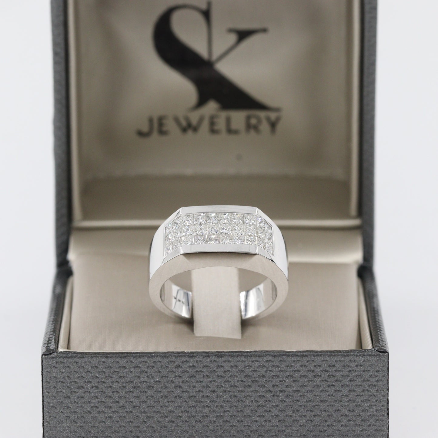 Invisible Set Princess Cut 1.9ct Natural Diamond Men's Ring/Platinum,14K,18K gold Diamond Wedding Band/Men's Diamond Ring/Anniversary gift