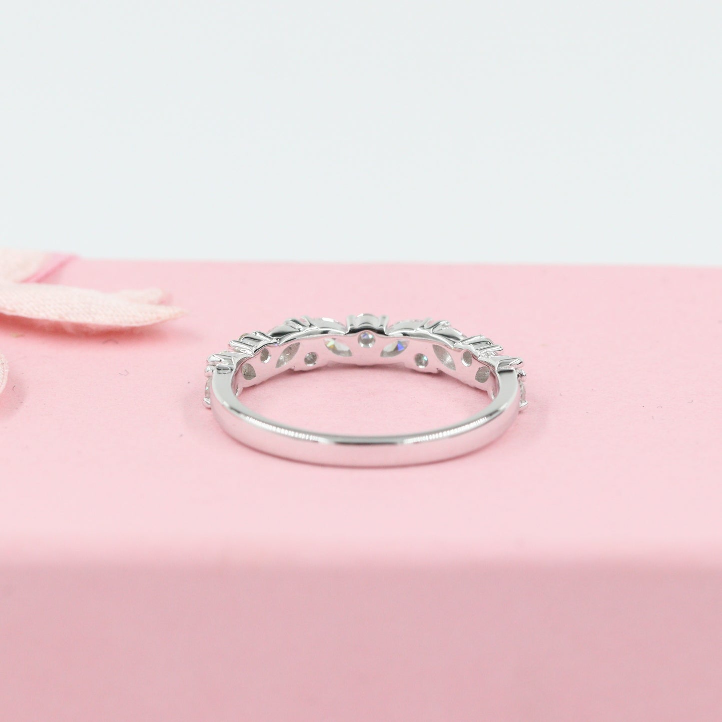 Marquise Diamond Cluster Ring / 14k Gold Genuine Marquise and Round Diamond Anniversary Ring / Multi Diamonds Band