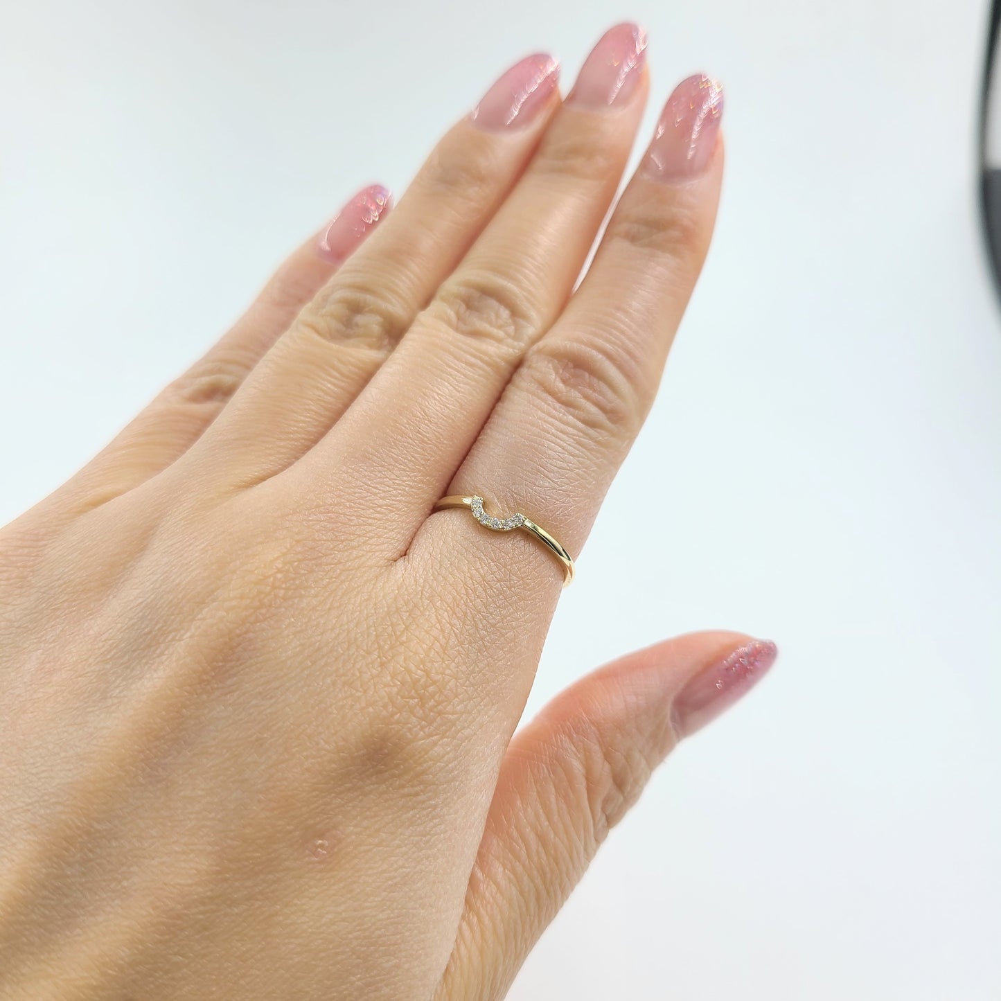 Mini U-shape Diamond Pave Ring / Stackable Ring