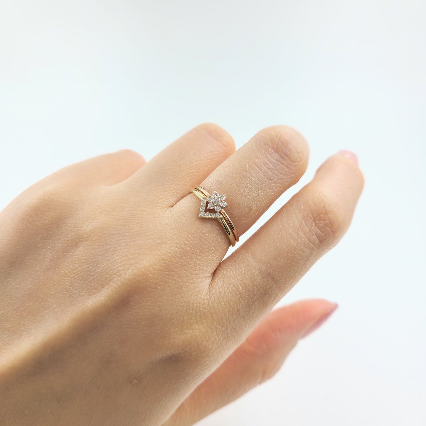 Mini V-shape Diamond Pave Ring / Stackable Ring