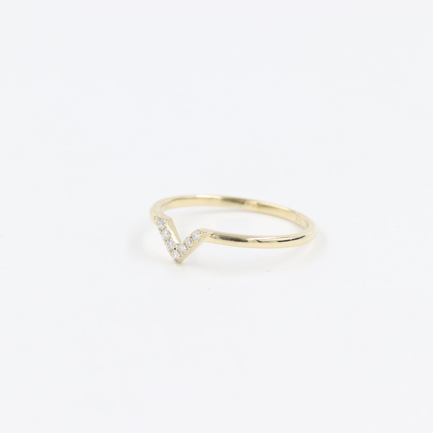 Mini V-shape Diamond Pave Ring / Stackable Ring