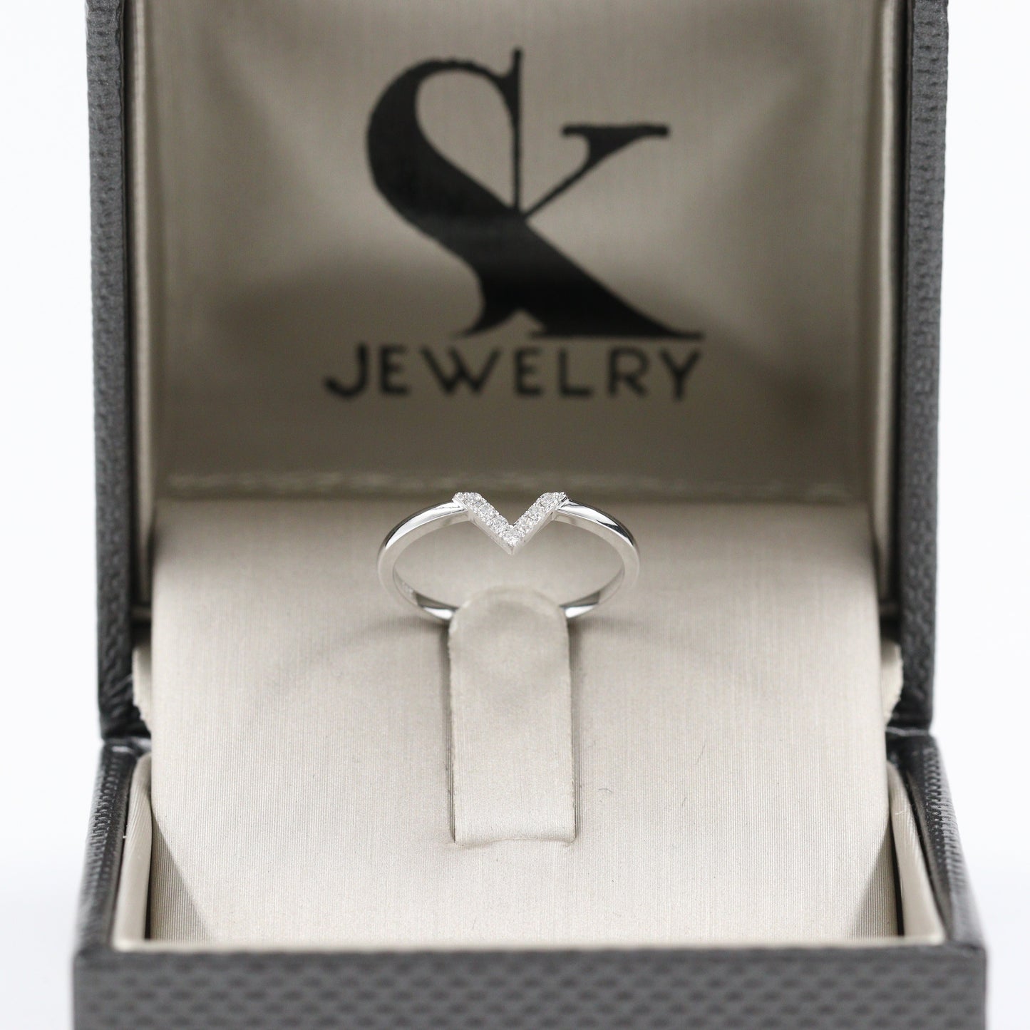 Mini V-shape Natural Diamond Pave Ring / Stackable Ring / Anniversary Gift