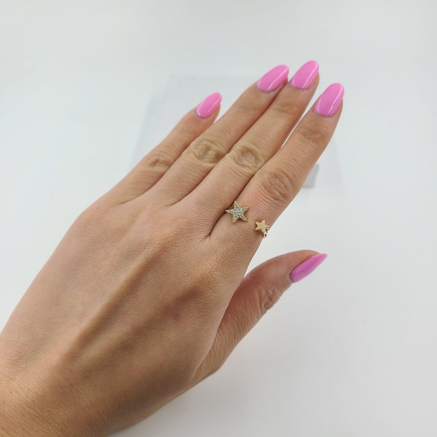 Natural Diamond Star Ring/ Simple Diamond Two Star Ring / Gift for Her