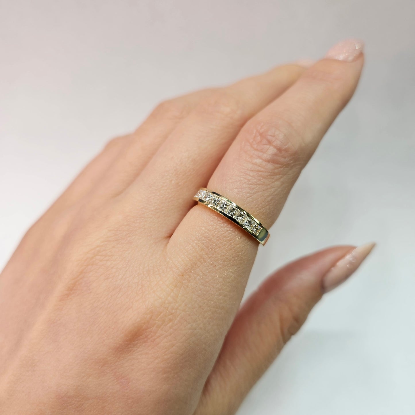 Princess Cut Diamond Half Eternity Band / Princess Cut Diamond wedding Band / Channel Set Diamond Wedding Band / Stackable Diamond Band