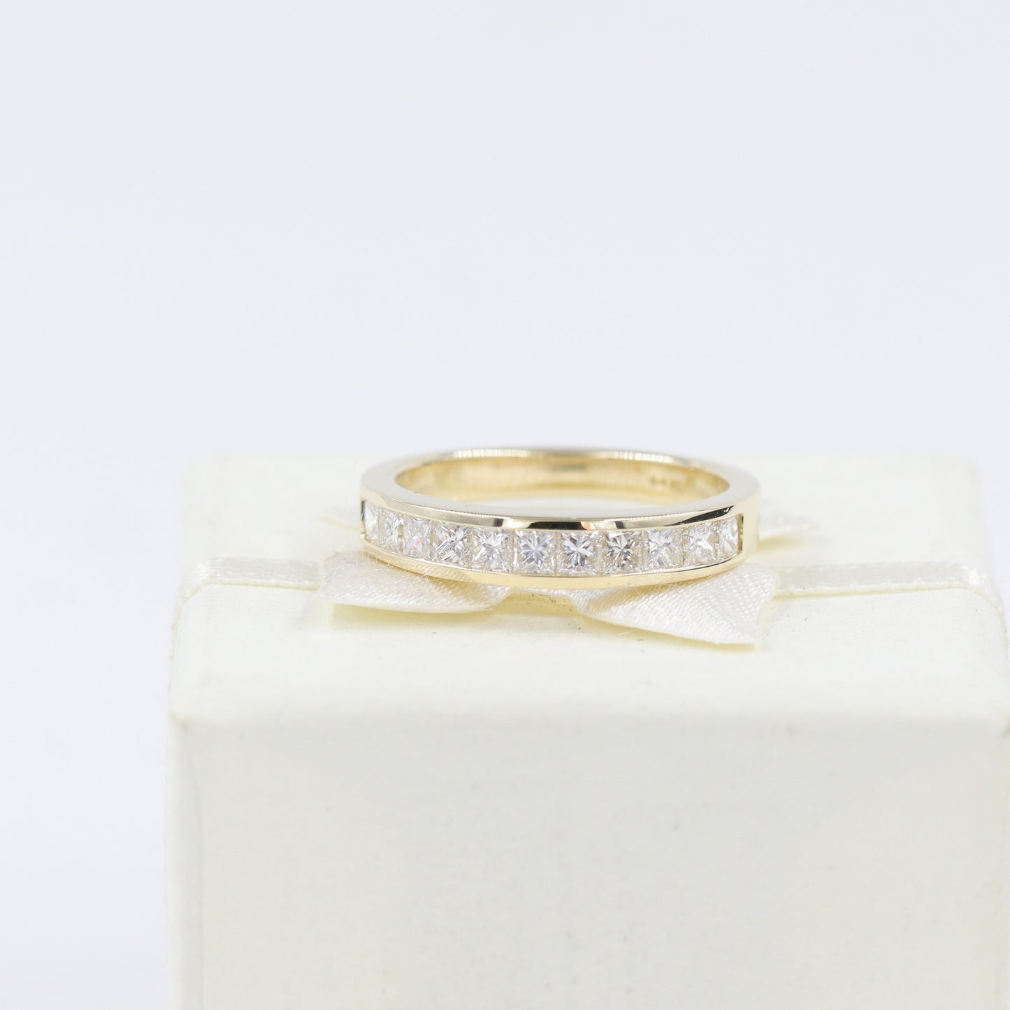 Princess Cut Diamond Half Eternity Band / Princess Cut Diamond wedding Band / Channel Set Diamond Wedding Band / Stackable Diamond Band
