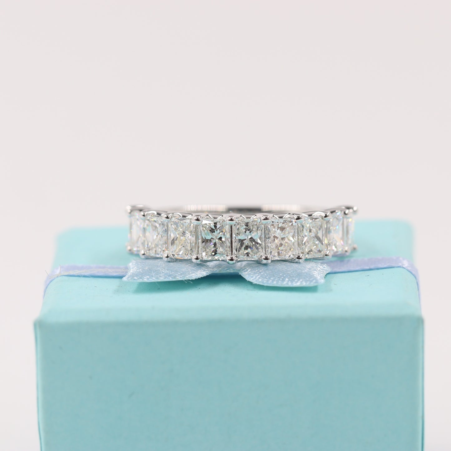 Radiant Cut 3.2ct Diamond Wedding Band/Half Eternity Radiant Cut Diamond Wedding Ring/Stackable 10stones Radiant Cut Diamond Ring