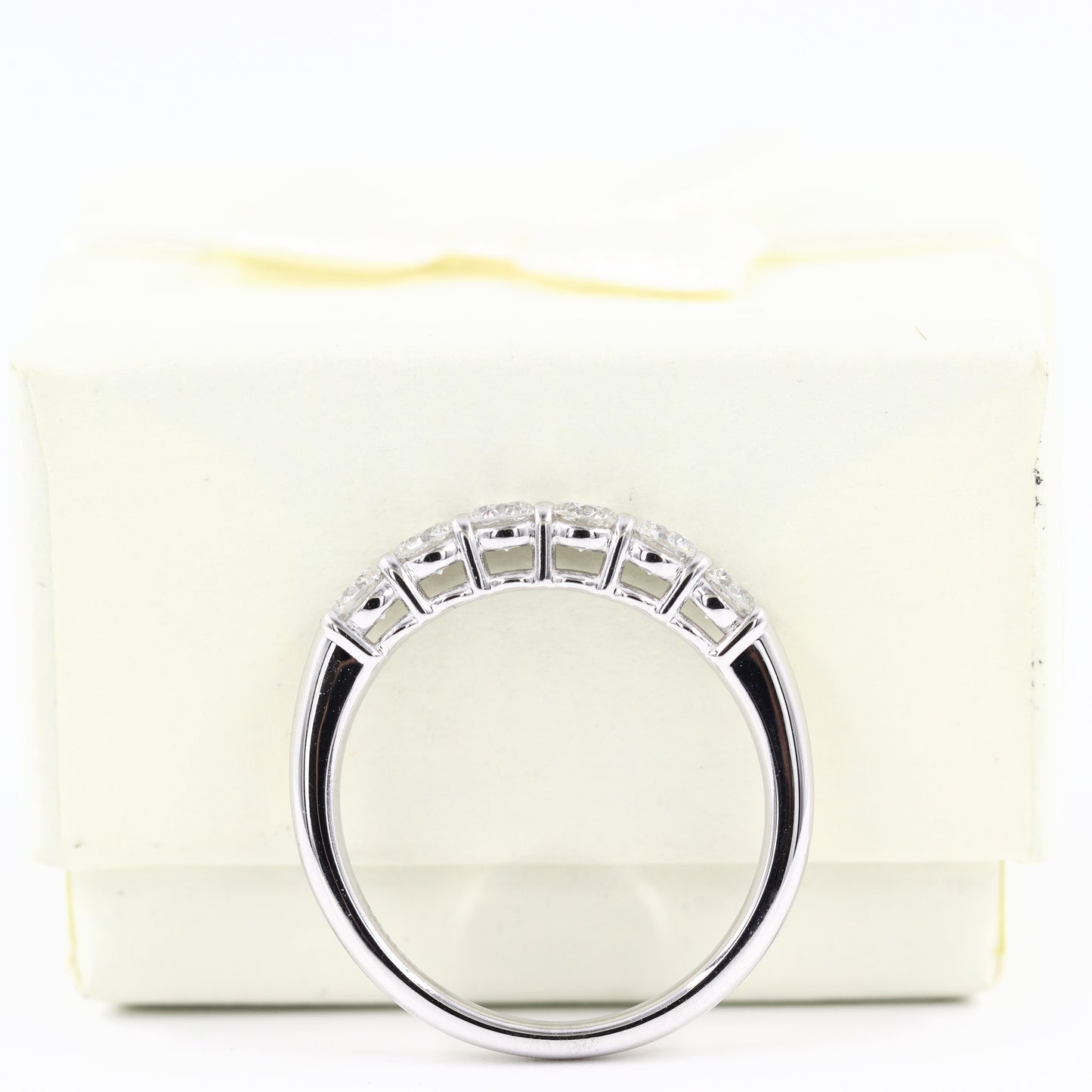 Diamond 6stones Wedding Band/Stackable Flat Wedding Ring/100% Natural White Diamond/3mm Width Wedding Band/14K Gold Eternity Ring