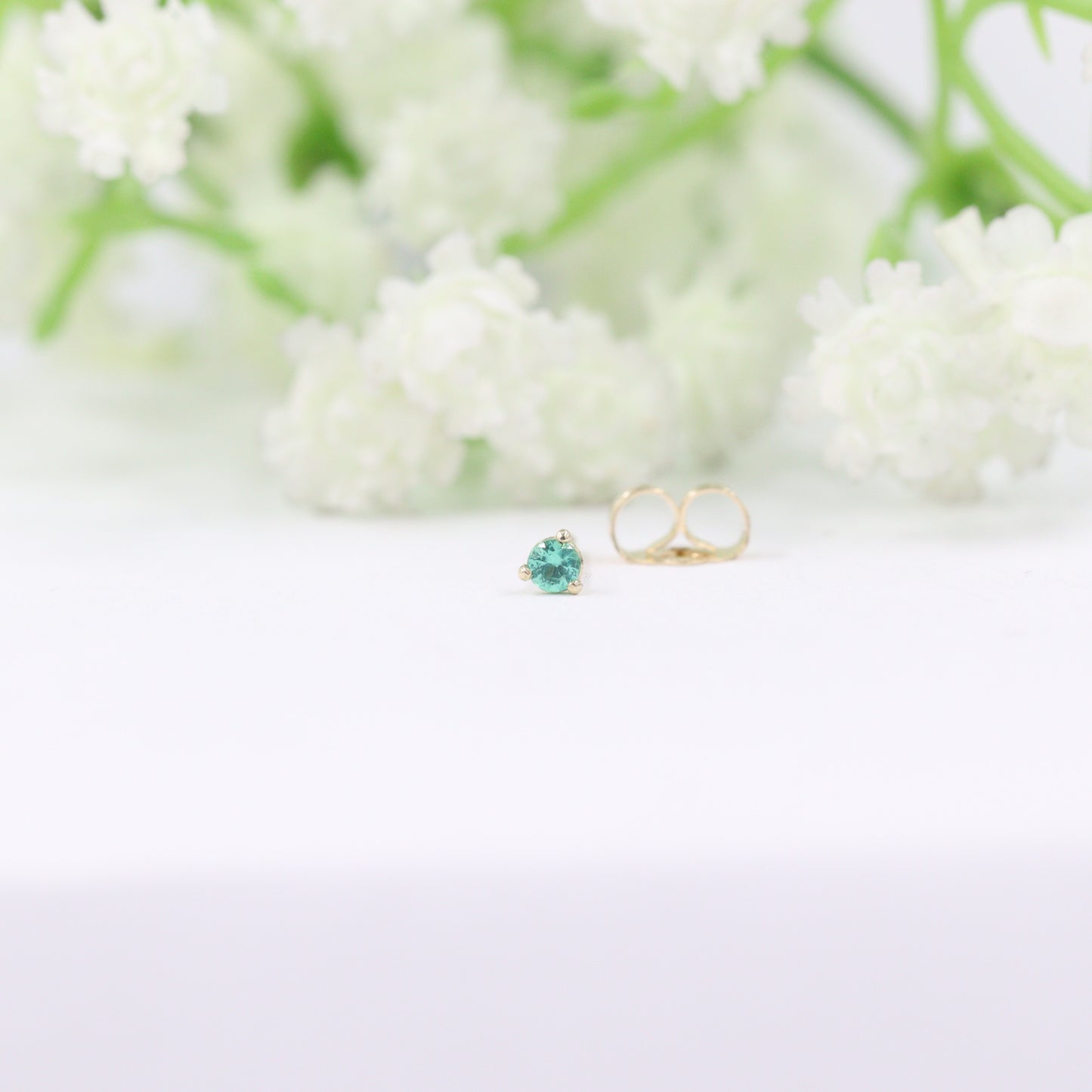 Natural Emerald Jacket Earrings 0.04ct/ Three Prong Set Emerald Earrings / Ear Jacket Earrings / Emerald Earrings