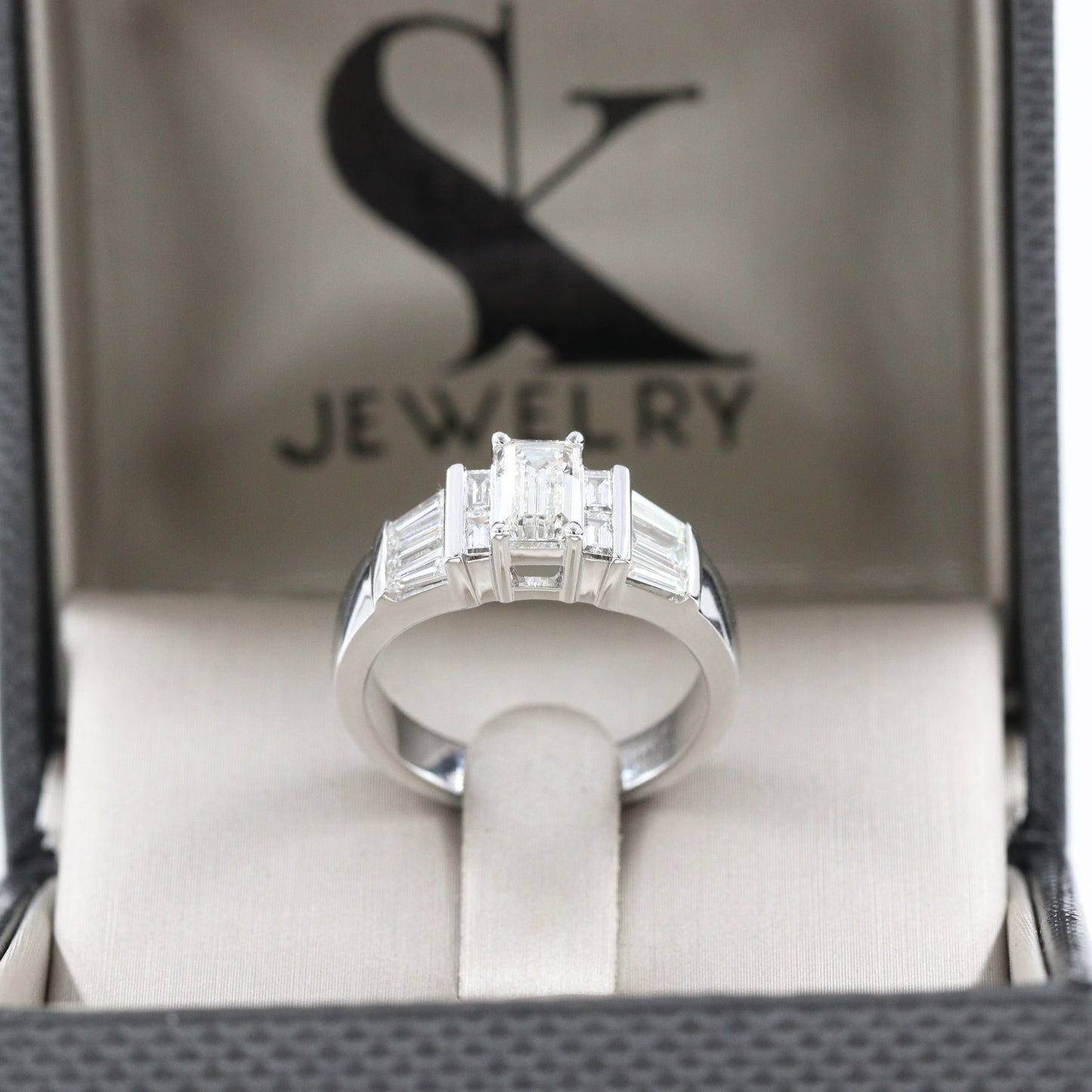 Total 1.7ct Emerald Cut Diamond Engagement Ring/Classic Diamond Engagement ring/ 0.9ct GIA CERTIFIED Center Stone