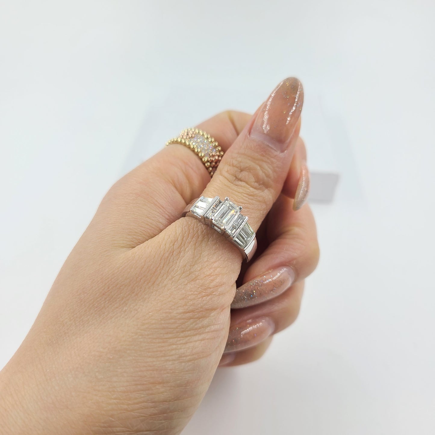 Total 1.7ct Emerald Cut Diamond Engagement Ring/Classic Diamond Engagement ring/ 0.9ct GIA CERTIFIED Center Stone
