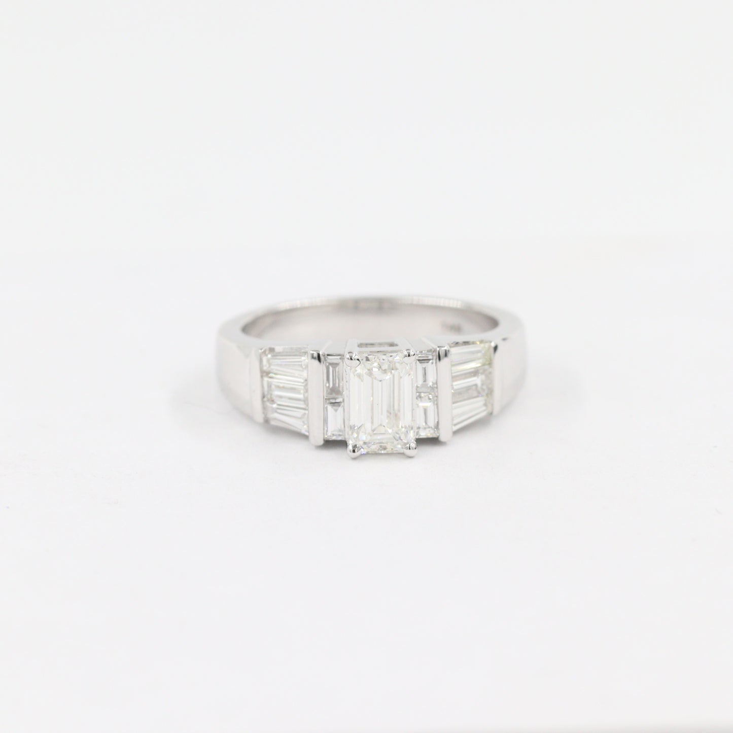 Total 1.7ct Emerald Cut Diamond Engagement Ring/Classic Diamond Engagement ring/ 0.9ct GIA CERTIFIED Center Stone