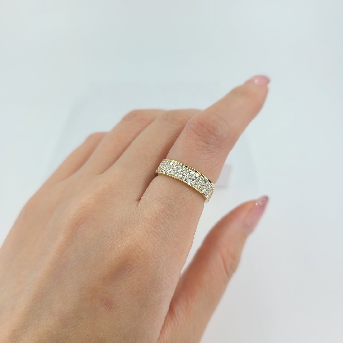 Triple Row 5mm Wedding Band/ Half Diamond Eternity ring/ Natural Diamond Wedding Band/ Stackable Ring/ Bridal Ring