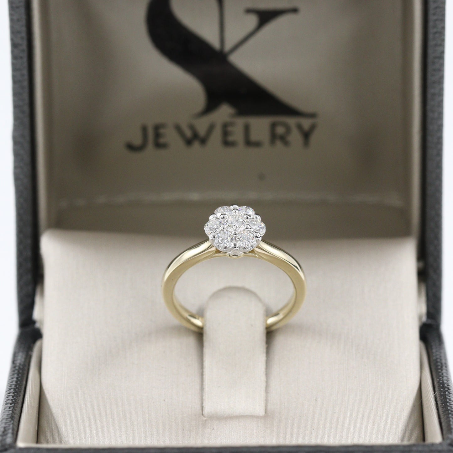 Unique 0.55ct Diamond Engagement Ring/ 7.8mm Diamond Flower Ring/ Natural Diamond Anniversary Ring/ Anniversary Ring/ Girt for he