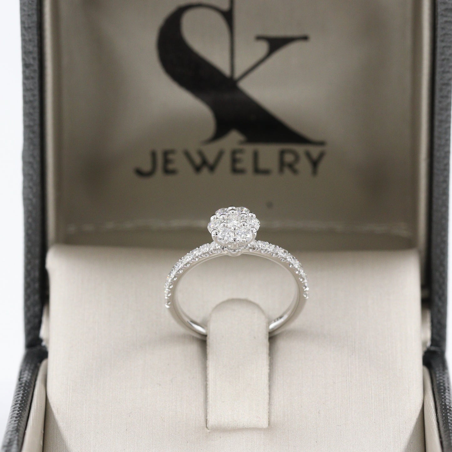 Unique 0.65ct Diamond Engagement Ring/ 7mm Diamond Flower Ring/ Natural Diamond Anniversary Ring/ Anniversary Ring/ Girt for her