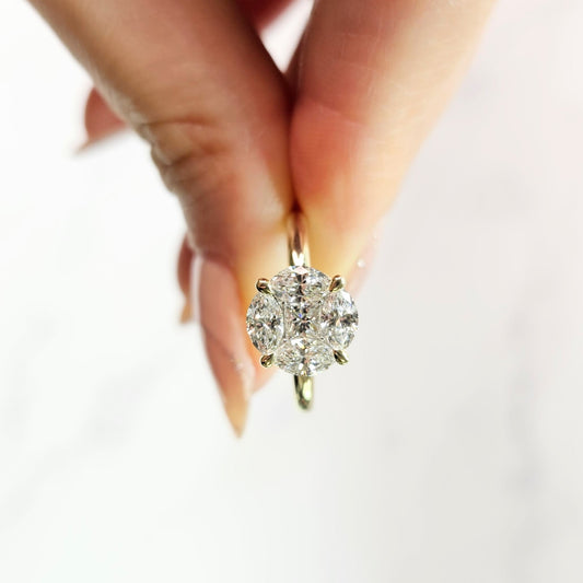 Unique Diamond Ring/ 1ct Center Diamond engagement Ring/9.3mm Actual Total 1ct Center Diamond Ring/Anniversary ring/Stackable Diamond Ring