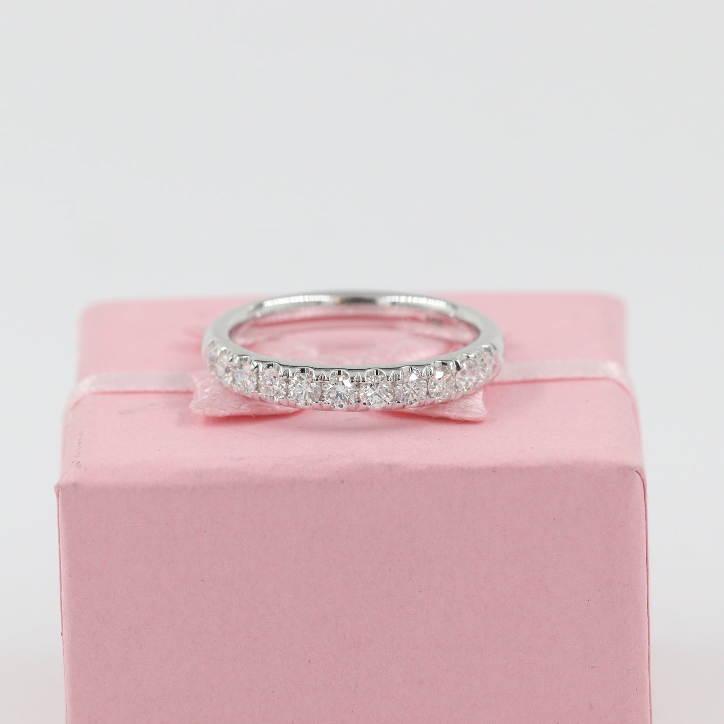 Half Eternity Diamond Wedding Band/Width 3.1mm Diamond Band/Natural Diamond Band/Stackable Half Eternity Diamond Ring/Anniversary Gift