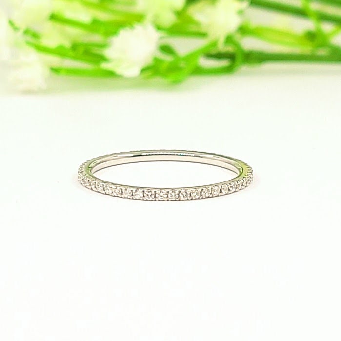 Full Eternity Natural Diamond Wedding Band/Diamond Width 1.1mm Band/Full Eternity Diamond Minimalist Ring/Anniversary Gift/Stackable Ring