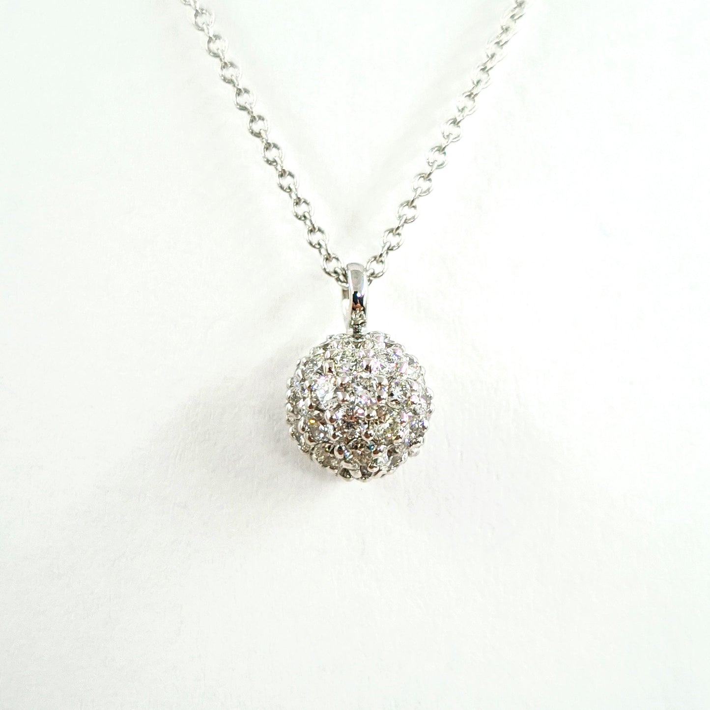 Ball Charm Diamond Necklace / Cluster Charm Pendant / Diamond Ball / 14K Gold /Natural Brilliant Cut Diamond Necklace /Anniversary Gift