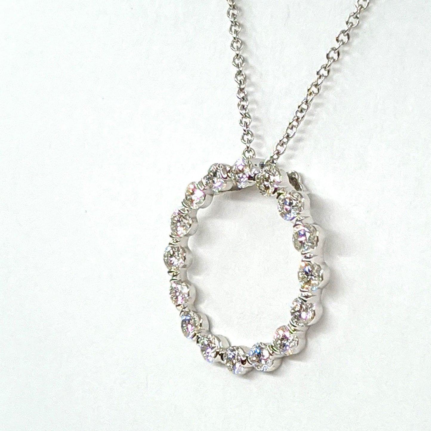1ct Round Natural Diamond Pendant/Eternity Diamond Necklace/Circle Necklace/14K Gold Simple Necklace/Anniversary Gift/Gift for Her