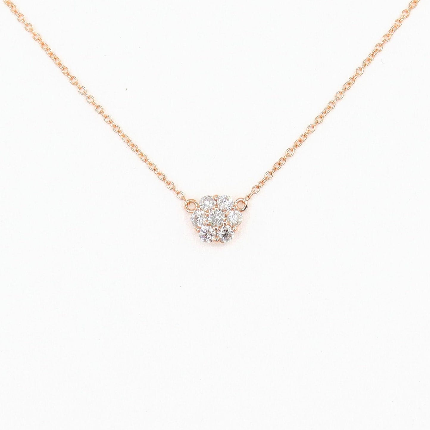 Diamond Necklace / Flower Diamond Charm / Flower Pendant / 14K Solid Gold Natural Diamond Necklace/ Anniversary Gift / Gift for Her