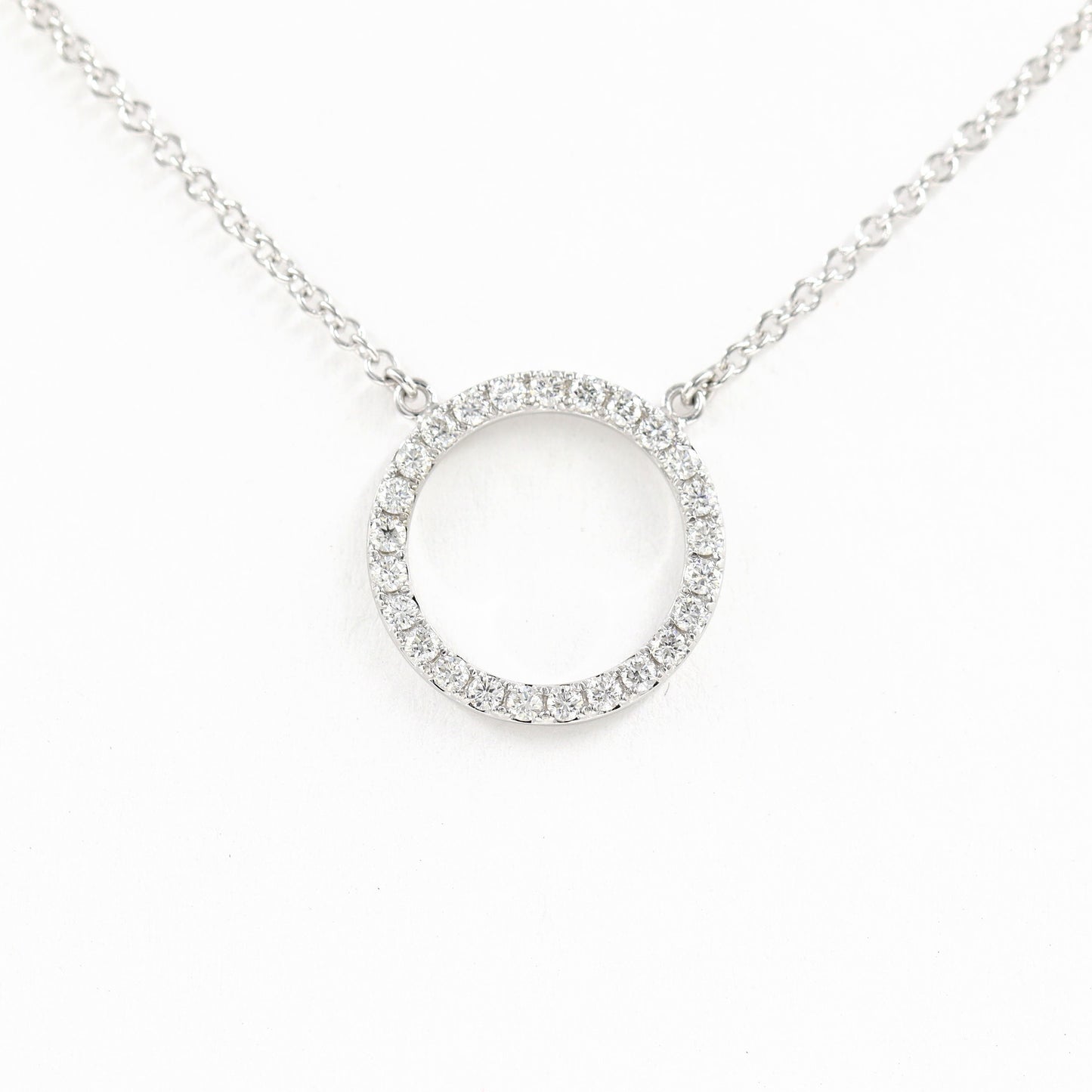 13mm Open Circle Diamond Necklace/Circle Pendant/14k Gold Natural Diamond Necklace/Simple Dainty Diamond Necklace/Anniversary Gift