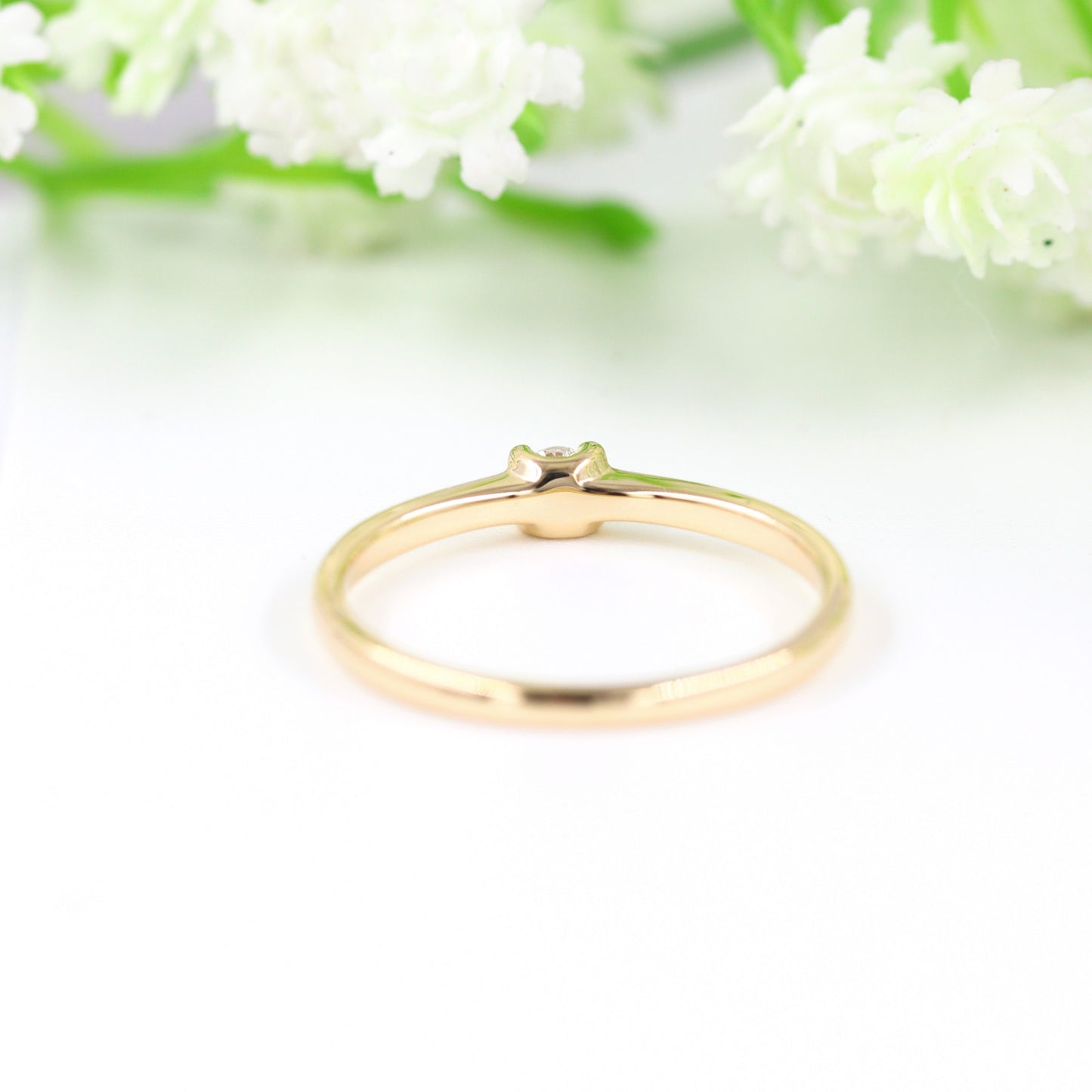 Round Diamond Solitaire ring / Natural Diamond Ring/ Wedding ring / Diamond Engagement ring / 14K Gold Wedding Band / Gift for her