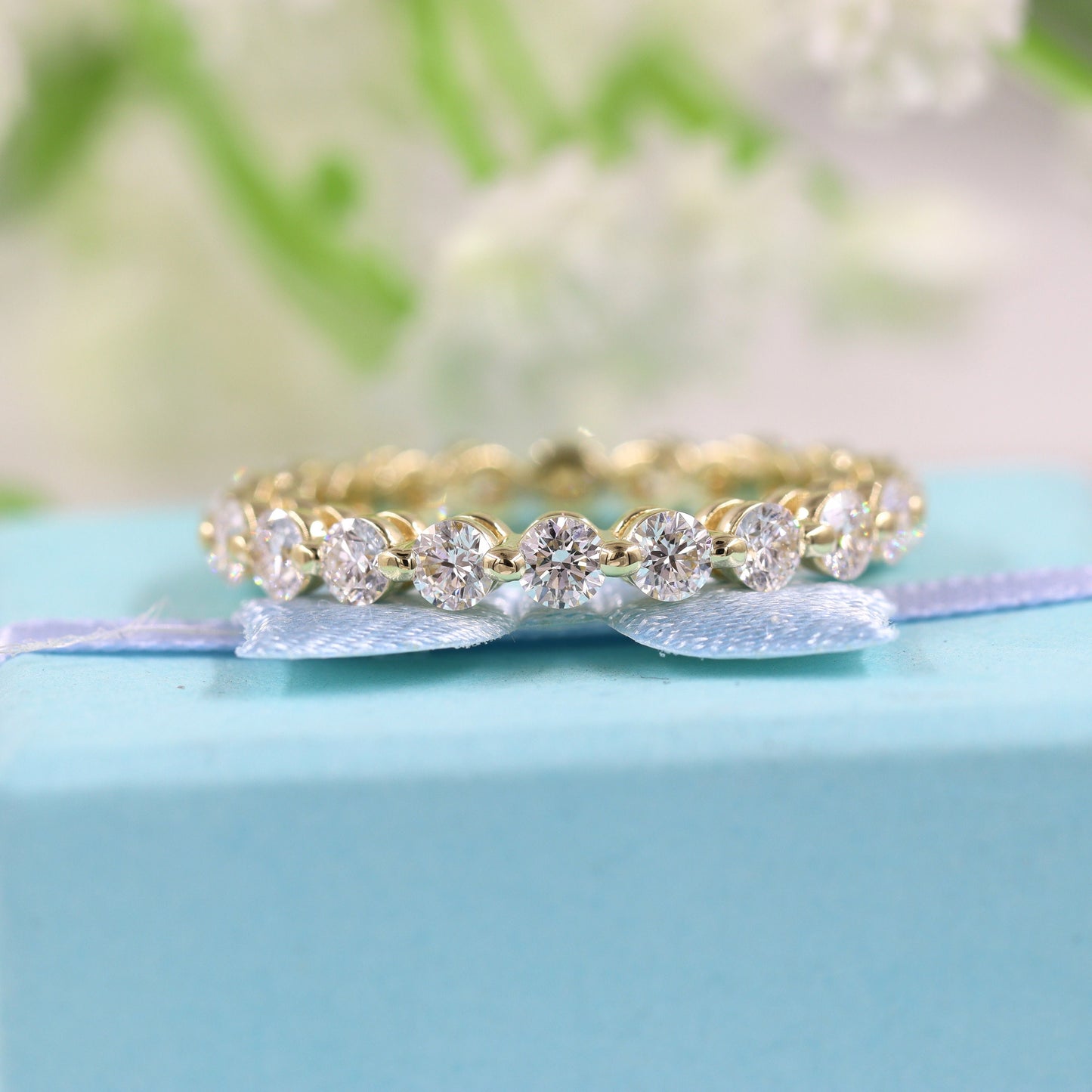 2ct Round Diamond Single Prong Wedding Band /Natural Diamond Ring/ Full Eternity Diamond Ring/ Diamond Wedding Ring/ Engagement Ring/ Diamond Band