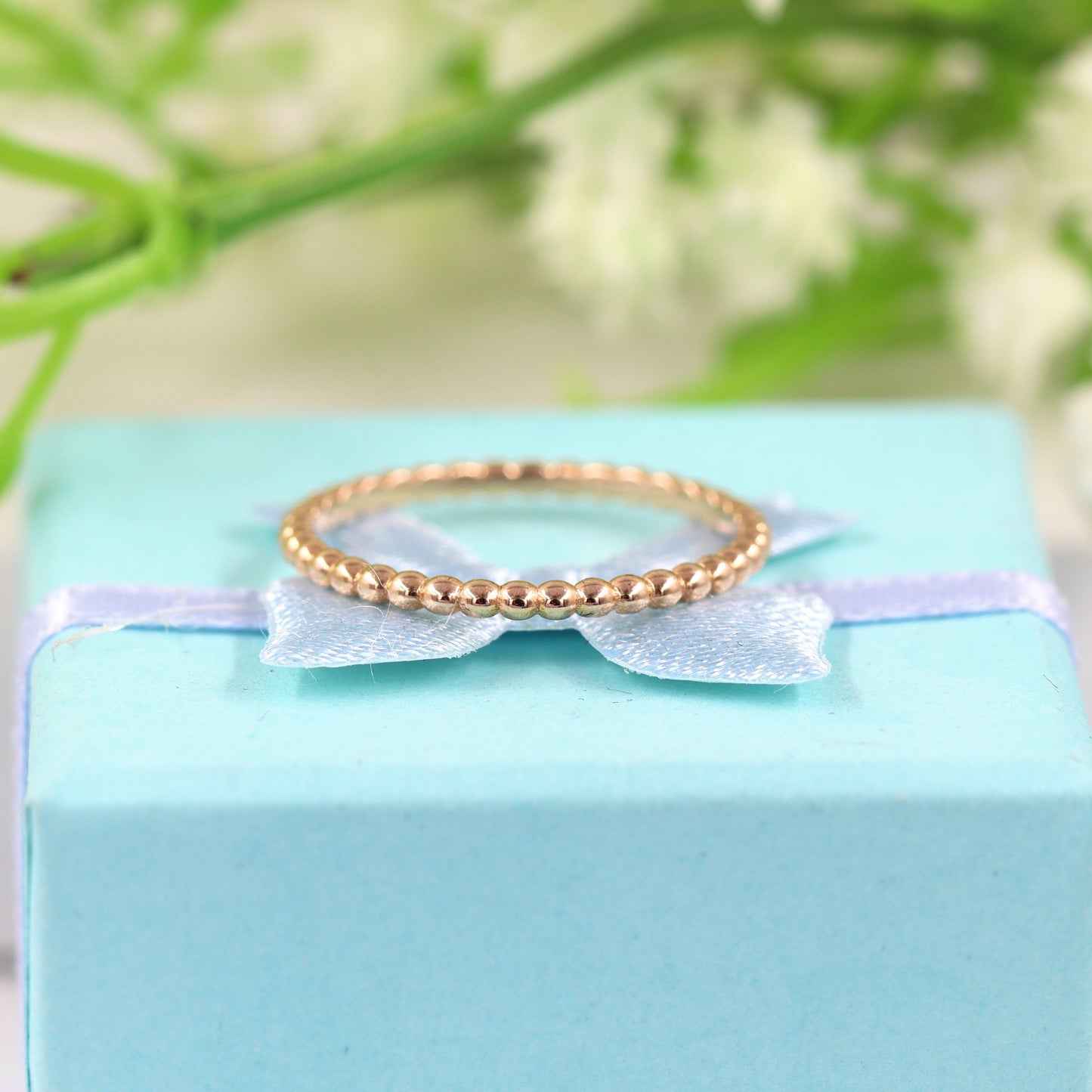 14K Gold 1.5mm Bead Ring: Handmade Stacking Perfect Matching Band for Engagement Band - Anniversary Gift