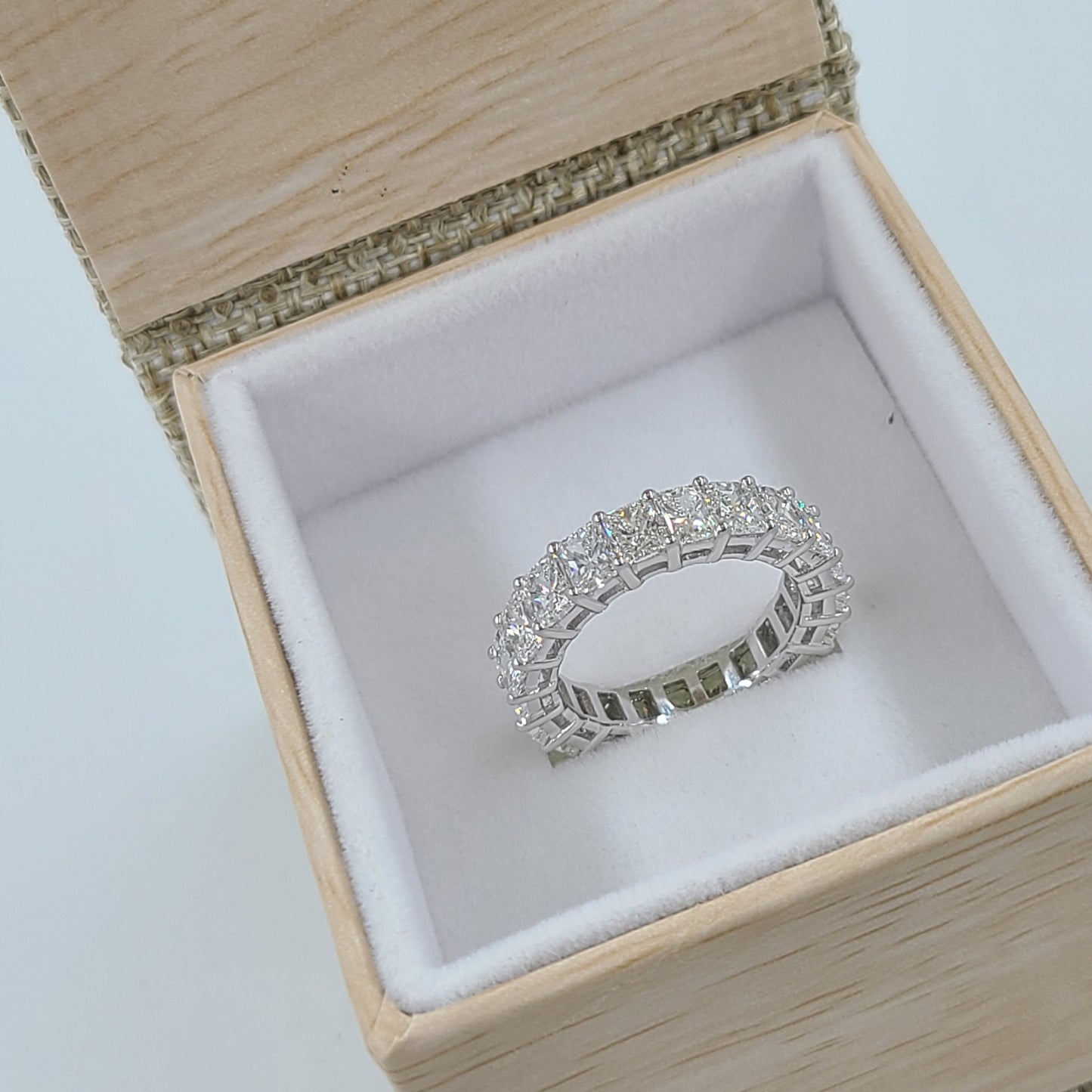 Radiant Cut Diamond 5.4ct Wedding Band/Full Eternity Wedding Ring/Stackable Diamond Band/21stones Radiant Cut Diamond/Width 4.6mmBand