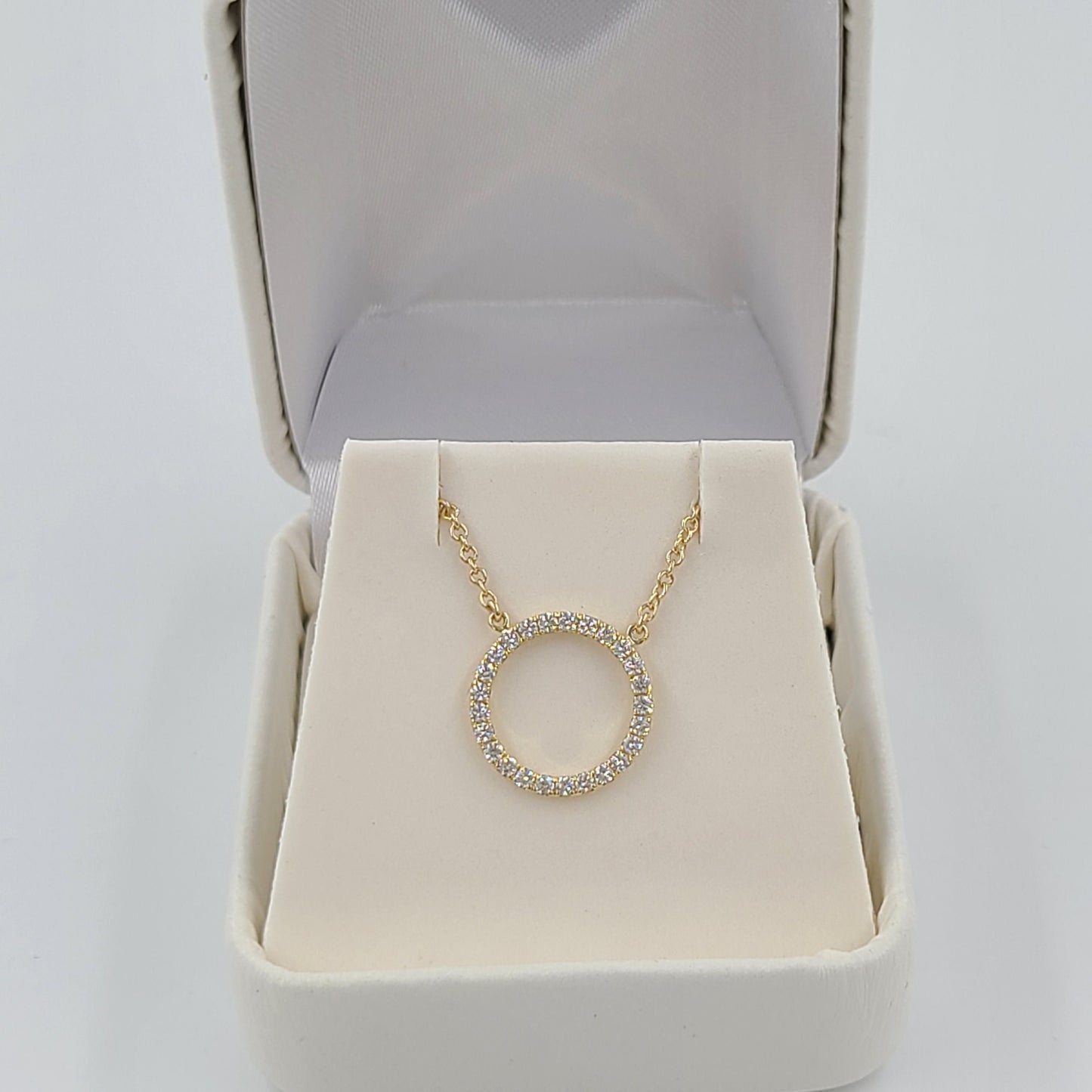 13mm Open Circle Diamond Necklace/Circle Pendant/14k Gold Natural Diamond Necklace/Simple Dainty Diamond Necklace/Anniversary Gift
