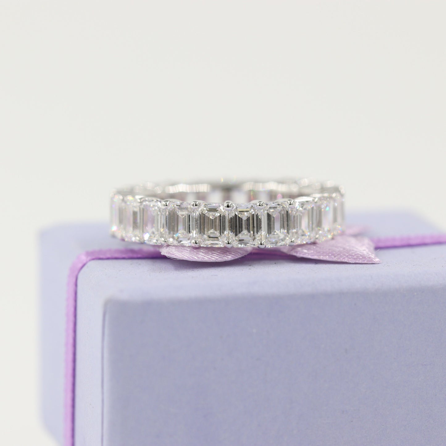 5.5ct Emerald Cut Diamond Double Wire Setting Band/Stackable Emerald Cut Natural Diamond Wedding Band/Diamond Wedding Ring/Anniversary Gift