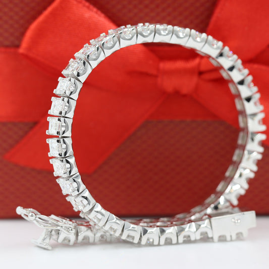 Natura Diamond 18ct Emerald Cut Tennis Bracelet/14K gold Natural Diamond Eternity Men's, Women's Tennis Bracelet/Anniversary gift