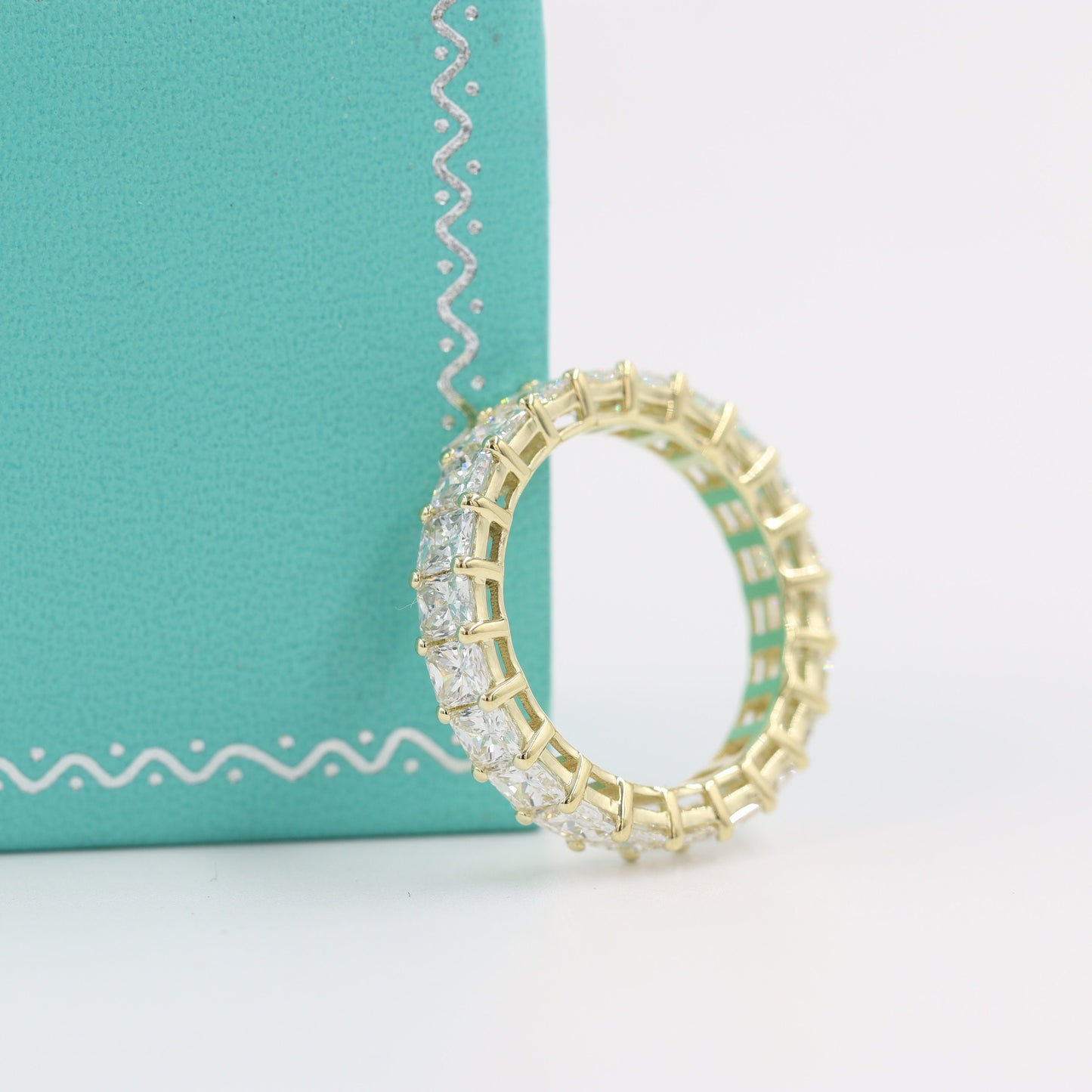 Radiant Cut 4.5ct Full Eternity Wedding Band/Stackable Radiant Cut Diamond Band/22stones Radiant Cut Full Eternity Diamond Width 4.7mm Band