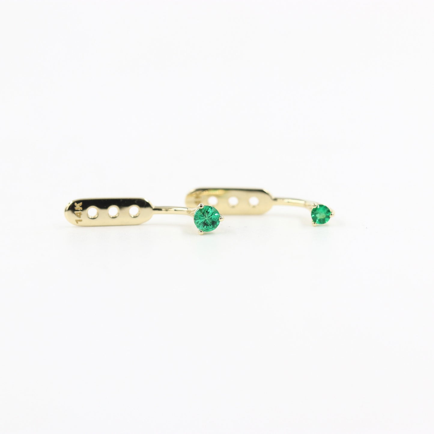 Natural Emerald Jacket Earrings 0.04ct/ Three Prong Set Emerald Earrings / Ear Jacket Earrings / Emerald Earrings