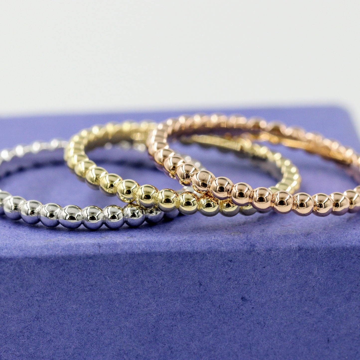 14K Gold 2mm Bead Ring: Handmade Stacking Perfect Matching Band for Engagement Band - Anniversary Gift