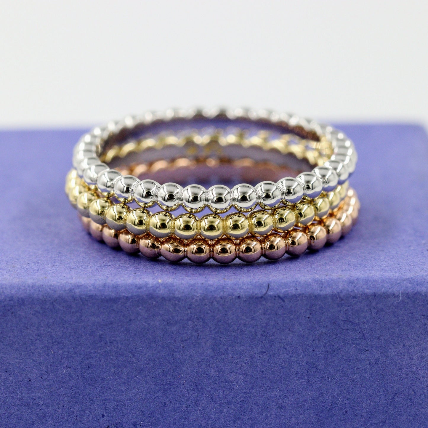 14K Gold 2mm Bead Ring: Handmade Stacking Perfect Matching Band for Engagement Band - Anniversary Gift