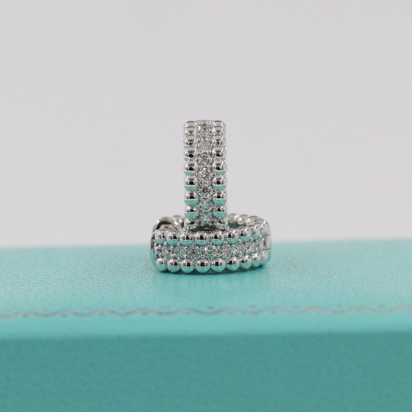 Natural Diamond Double Bead Hoop Earrings/Diameter 11.5mm Diamond Earrings/Diamond hoop earring/ Full Diamond Hoop earring/Anniversary gift