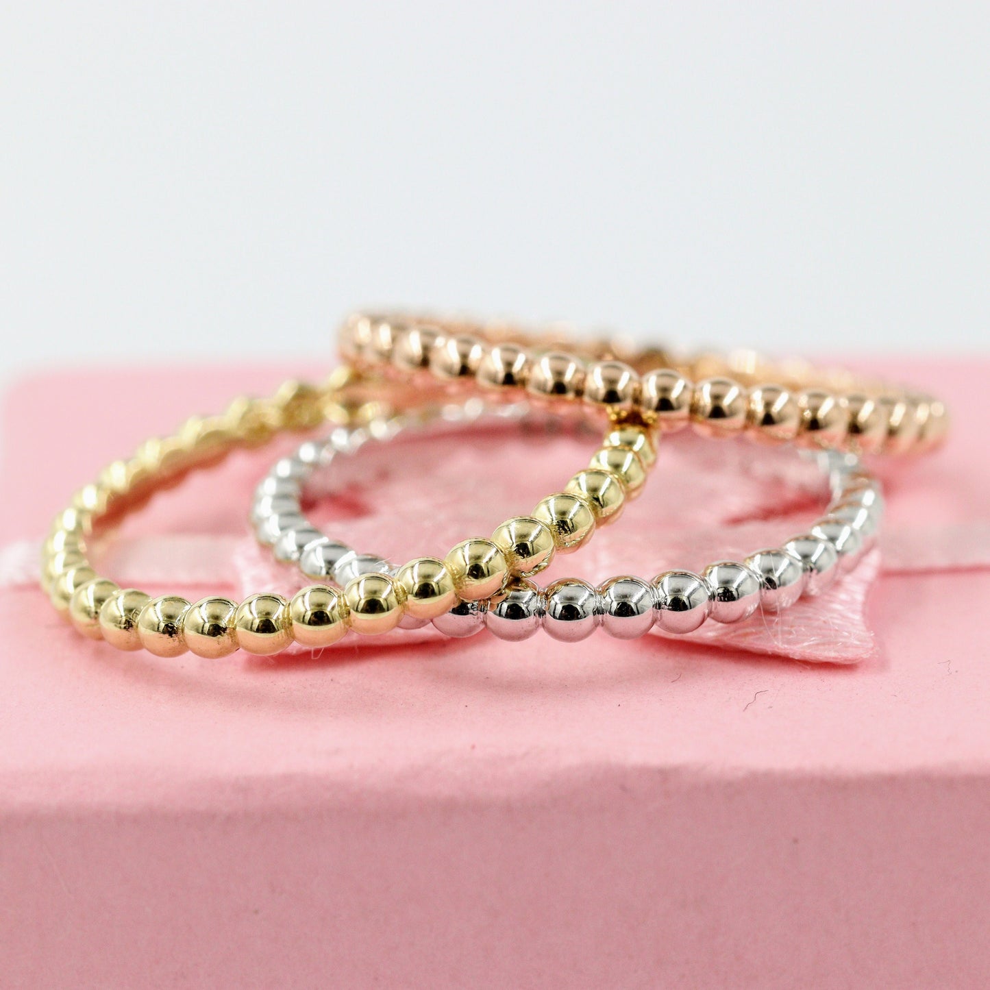 14K Gold 2mm Bead Ring: Handmade Stacking Perfect Matching Band for Engagement Band - Anniversary Gift