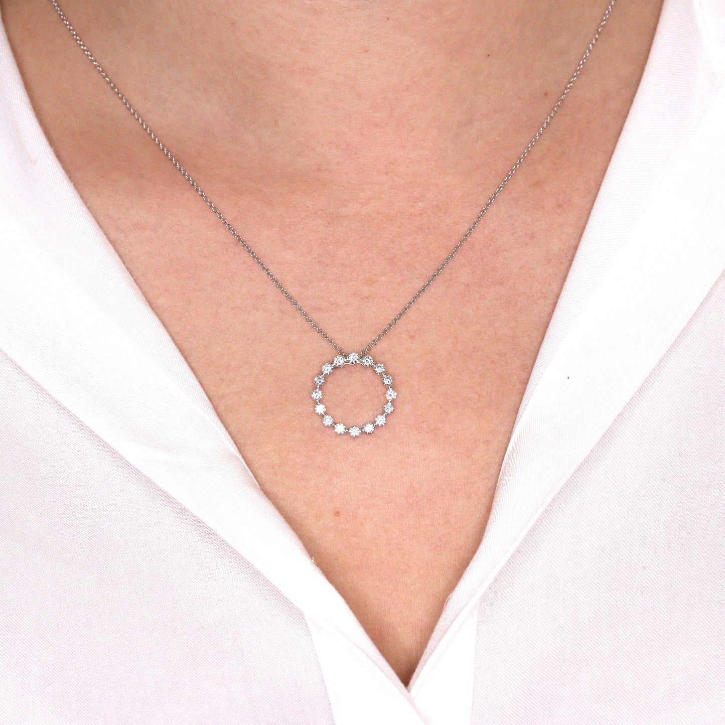 1ct Round Natural Diamond Pendant/Eternity Diamond Necklace/Circle Necklace/14K Gold Simple Necklace/Anniversary Gift/Gift for Her