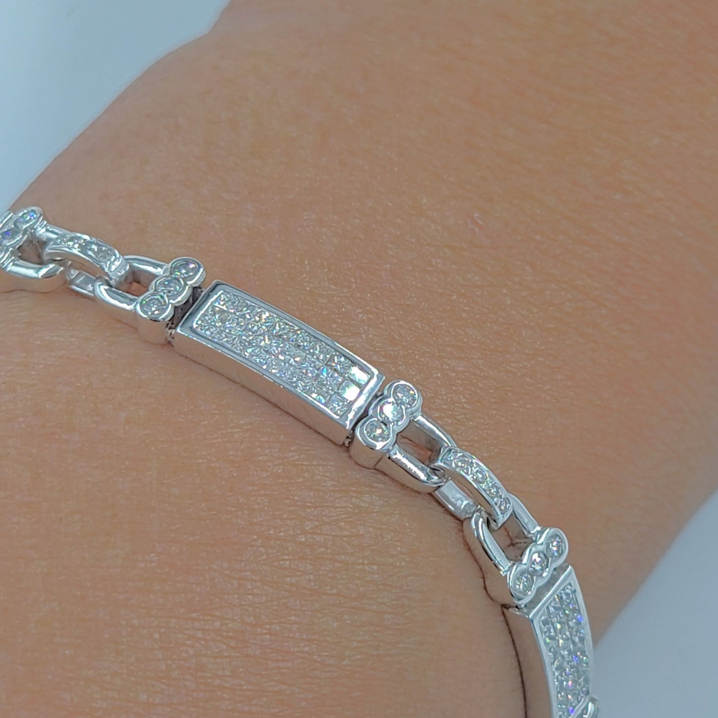 5ct Invisible Set Diamond Bracelet /Handmade Natural Diamond Men's Bracelet/Eternity Diamond Bracelet/Anniversary gift Bracelet